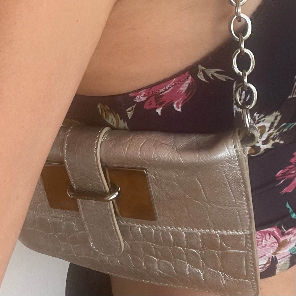 FURLA mini bag Authentic leather / shoulder bag gold Crocodile Pattern I… - Picture 10 of 16